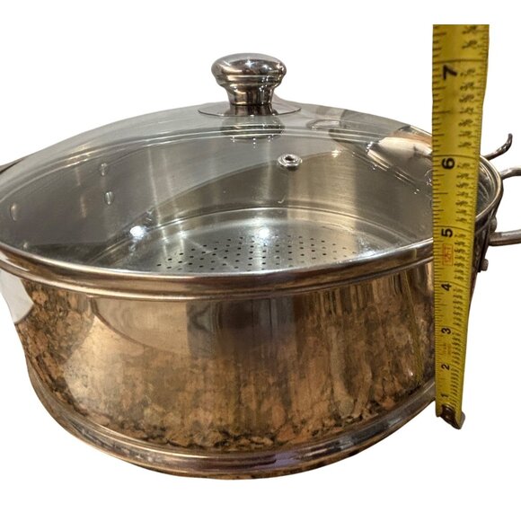 8-Qt Stainless Steel Steamer & Stock Pot Set With Glass Lid Belgique Classique - Picture 2 of 6